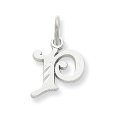 14k White Gold Diamond-cut Initial P Charm hide-image