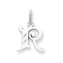 14k White Gold Diamond-cut Initial R Charm hide-image