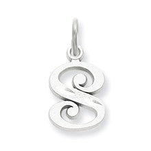 14k White Gold Diamond-cut Initial S Charm hide-image