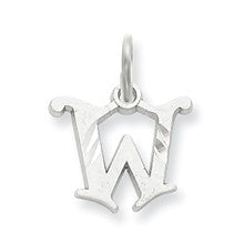 14k White Gold Diamond-cut Initial W Charm hide-image