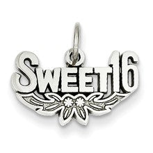 14k White Gold Sweet 16 Charm hide-image