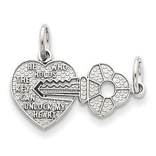 14k White Gold Key & Heart Break-apart Charm hide-image