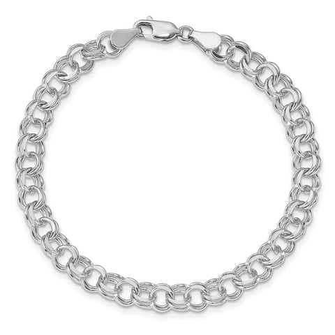 14K White Gold Double Link Charm Bracelet