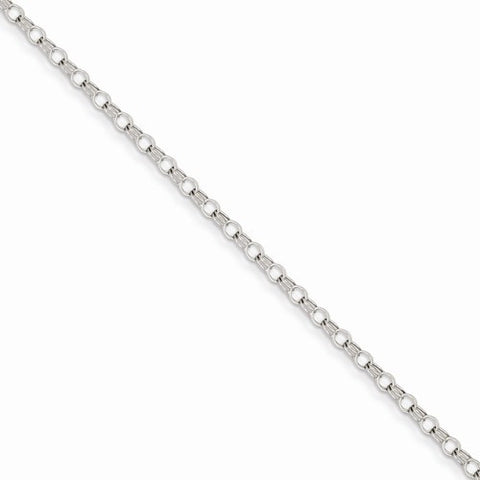 14K White Gold Solid Double Link Charm