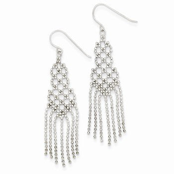 14k White Gold Beaded Earrings