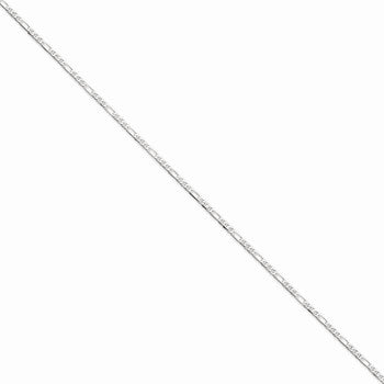 14K White Gold Flat Figaro Chain
