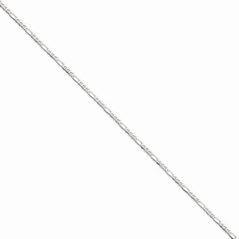 14K White Gold Flat Figaro Chain Anklet