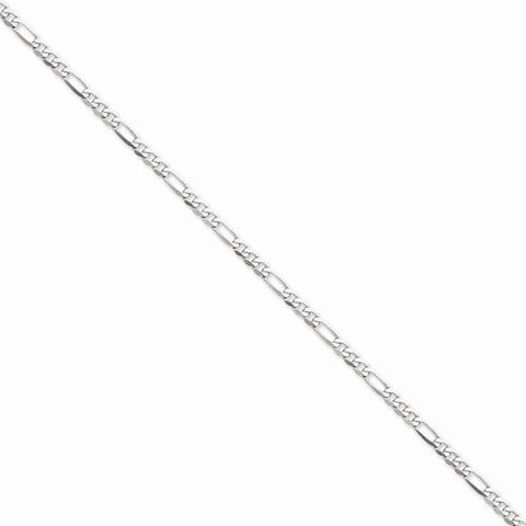 14K White Gold Flat Figaro Chain Bracelet