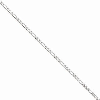 14K White Gold Flat Figaro Chain