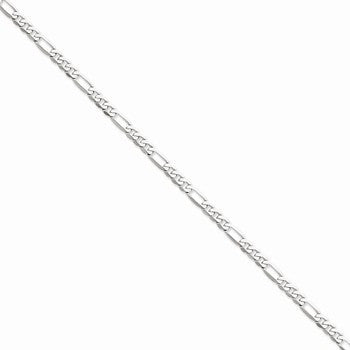 14K White Gold Flat Figaro Chain
