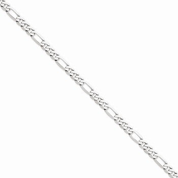 14K White Gold Flat Figaro Chain