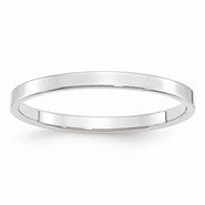 10k White Gold 2mm Lightweight Flat Wedding Band