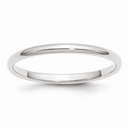 10k White Gold 2mm Half Round Wedding Band