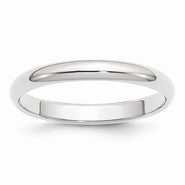 10k White Gold 3mm Half Round Wedding Band