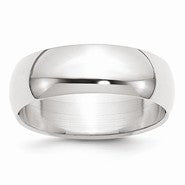 10k White Gold 7mm Half Round Wedding Band