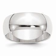 10k White Gold 8mm Half Round Wedding Band