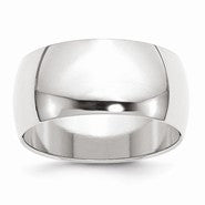 10k White Gold 10mm Half Round Wedding Band