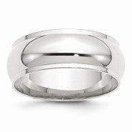 10k White Gold 8mm Half Round with Edge Wedding Band