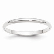 10k White Gold 2mm Lightweight Half Round Wedding Band