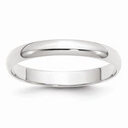 10k White Gold 3mm Lightweight Half Round Wedding Band