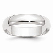 10k White Gold 5mm Lightweight Half Round Wedding Band