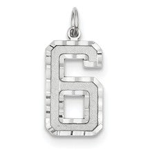 14k White Gold Casted Large Diamond Cut Number 6 Charm hide-image