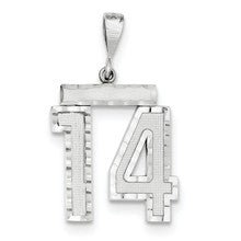 14k White Gold Large Diamond-cut Number 14 Charm hide-image