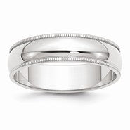 10k White Gold 6mm Milgrain Half Round Wedding Band