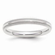 10k White Gold 3mm Milgrain Comfort Fit Wedding Band