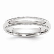 10k White Gold 4mm Milgrain Comfort Fit Wedding Band