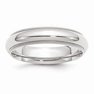 14k White Gold 5mm Milgrain Comfort Fit Wedding Band