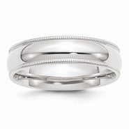 10k White Gold 6mm Milgrain Comfort Fit Wedding Band