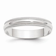 10k White Gold 4mm Lightweight Milgrain Half Round Wedding Band