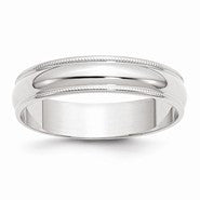 10k White Gold 5mm Lightweight Milgrain Half Round Wedding Band