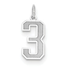14k White Gold Medium Satin Number 3 Charm hide-image