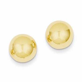 14k Yellow Gold Polished 10mm Ball Post Earrings