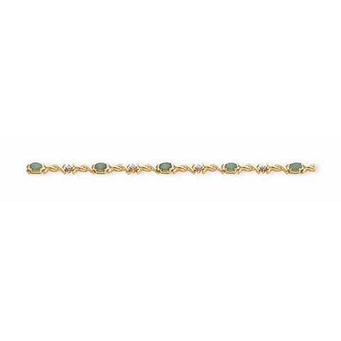 14K Yellow Gold Emerald Diamond Bracelet