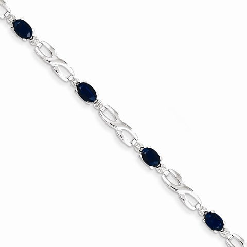 14K White Gold Completed Figure-8 Diamond & Sapphire Bracelet