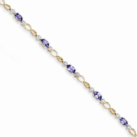 14K Yellow Gold Completed Open-Link Diamond Tanzanite Bracelet