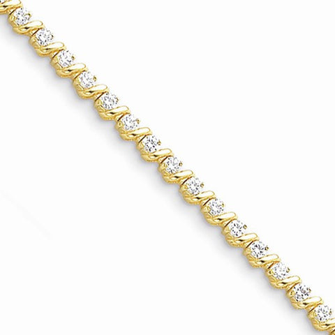 14K Yellow Gold AA Diamond Tennis Bracelet