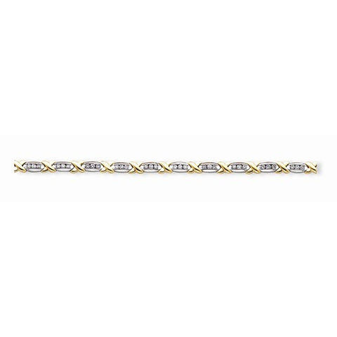 14K White & Yellow Gold Polished Fancy Diamond Tennis Bracelet