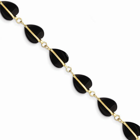 14K Yellow Gold Black Onyx Bracelet