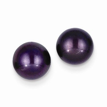 14k Yellow Gold 7.5-8mm Black Round Cultured Pearl Stud Earrings