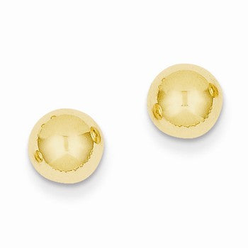 14k Yellow Gold Polished 7mm Ball Post Earrings