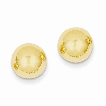 14k Yellow Gold Polished 9.0mm Ball Post Earrings