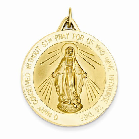 14k Gold Miraculous Medal pendant, Charm
