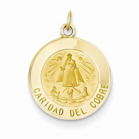 14k Gold Caridad Del Cobre Medal Pendant, Pendants for Necklace