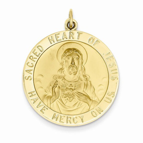 14k Gold Sacred Heart of Jesus Medal Pendant, Pendants for Necklace
