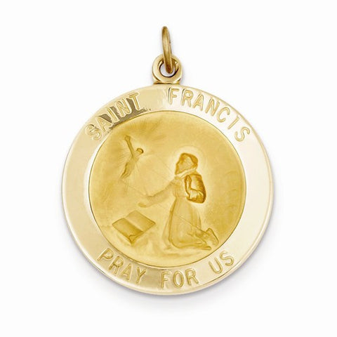 14k Gold Saint Francis Medal Pendant, Pendants for Necklace