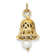 14k Gold Wedding Bell with Pearl Charm hide-image